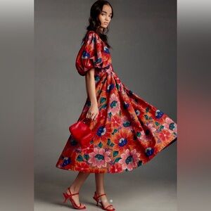 Anthropologie Floral Puff Sleeve Dress